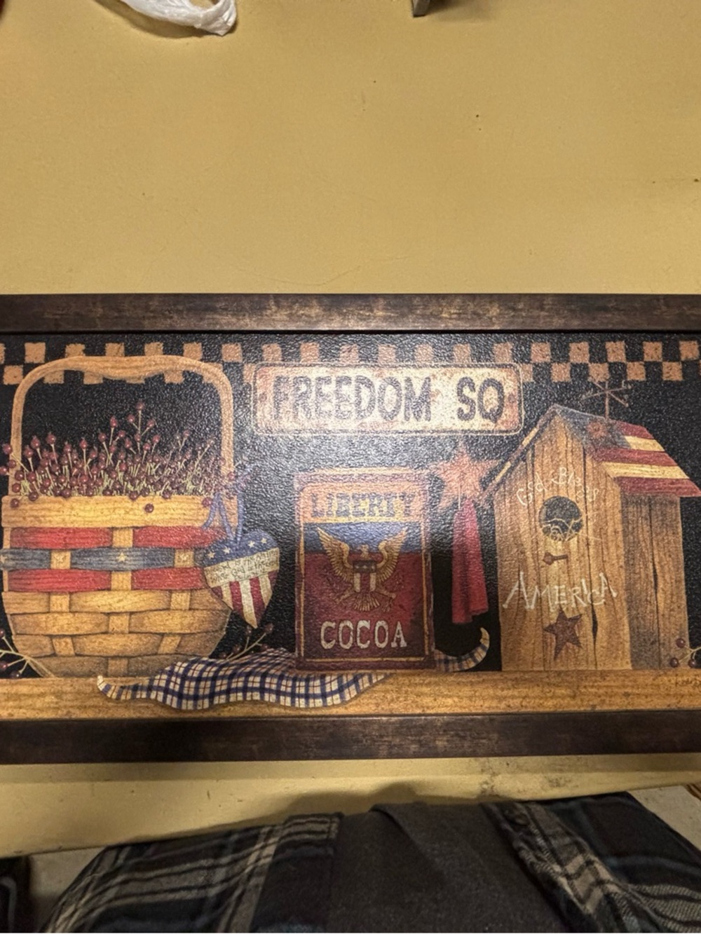 Patriotic Americana Wall Art - Freedom Sign with Cocoa Box